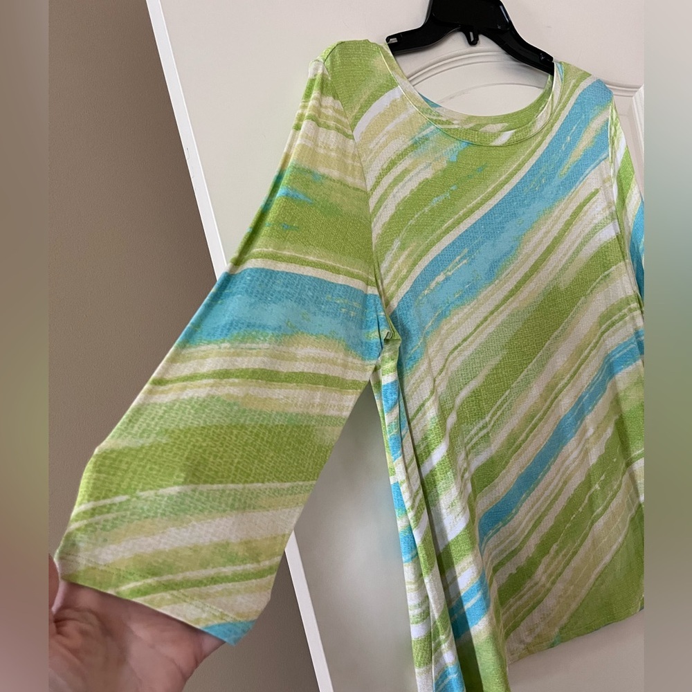 Ruby Rd. Favorites Lime Green & Turquoise Rayon Summer Blouse Women’s XL - Picture 6 of 11